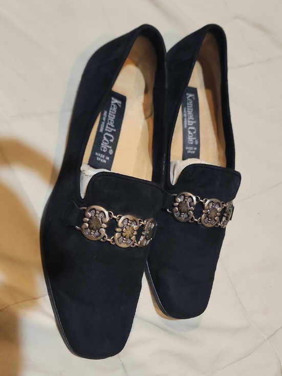 Kenneth Cole Shoes - Vintage Kenneth Cole Black Suede Loafers with Floral Metal Accent